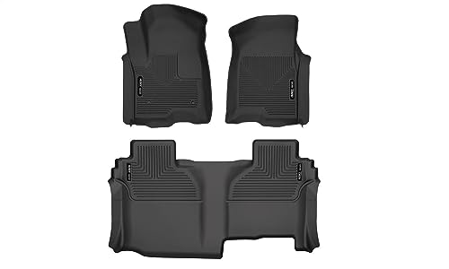 Husky Liners X-act Contour Floor Mats | Fits 2019 - 2024 Chevrolet Silverado/GMC Sierra 1500, 2020-2024 Slv/Sra 2500,3500-Extended Cab | Front & 2nd Row, 3-pc Black - 53648