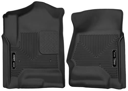 Husky Liners X-act Contour Floor Mats | Fits 2015 - 2020 Cadillac Escalade/ESV/Suburban/Tahoe/GMC Yukon/XL, 2014 - 2019 Silverado/Sierra 1500 Crew/Double Cab | Front Row, 2-pc Black - 53111