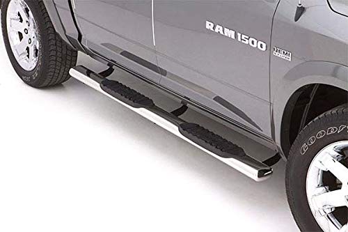 RealTruck Lund 23979005 Polished Stainless Steel 5" Oval Straight Nerf Bars for 2019 Silverado 1500 Double Cab, Rocker Panel Mount