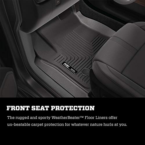 Husky Liners Weatherbeater Floor Mats | Fits 2019 - 2024 Chevrolet Silverado & GMC Sierra 1500; 2020 - 2024 Silverado/Sierra 2500/3500 Crew Cab/Double Cab | Front Row, 2-pc Black - 13211