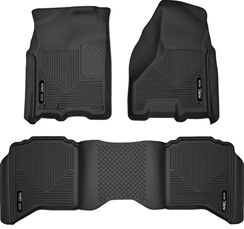 Husky Liners Weatherbeater Floor Mats | Fits 2009 - 2024 Ram 1500 (19-24 Classic Body only) Crew Cab; 2010 - 2018 Ram 2500/3500 w/Automatic Transmission | Front & 2nd Row, 3-pc Black - 99001