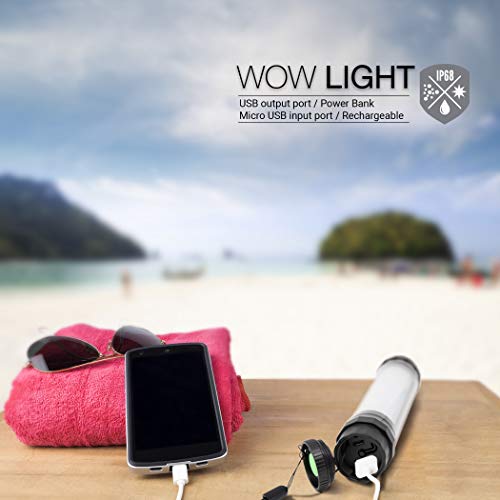 WOW World of Watersports WOW Light Medium 5 Mode Rechargeable High Lumen Multi-Function Flashlight Lantern with Power Bank Phone Charger - 19-5190