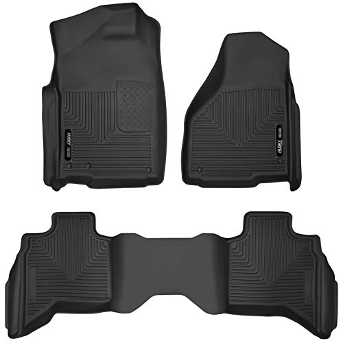 Husky Liners X-act Contour Floor Mats | Fits 2009 - 2024 Ram 1500 (19-24 Classic Body only) Quad Cab | Front & 2nd Row, 3-pc Black - 53628