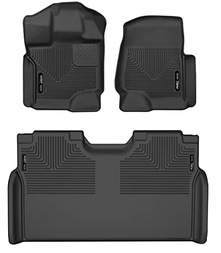 Husky Liners - Weatherbeater | Fits 2015 - 2024 Ford F-150 SuperCrew (includes 22 - 24 Lightning Models) w/o Fold Flat Storage - Front & 2nd Row Liner - Black, 3 pcs. | 94041