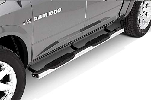 RealTruck Lund 23979005 Polished Stainless Steel 5" Oval Straight Nerf Bars for 2019 Silverado 1500 Double Cab, Rocker Panel Mount