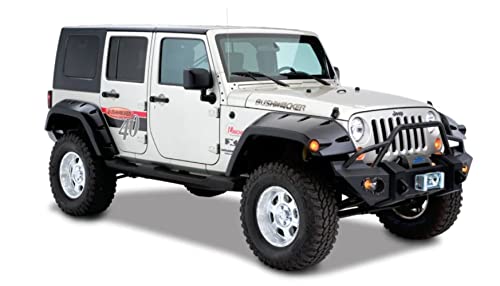 Bushwacker Max Coverage Pocket/Rivet Style Rear Fender Flares | 2-Piece Set, Black, Textured Finish | 10044-02 | Fits 2007-2018 Jeep Wrangler JK Unlimited