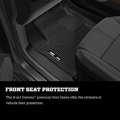 Husky Liners X-act Contour Floor Mats | Fits 2019 - 2024 Chevrolet Silverado/GMC Sierra 1500, 2020-2024 2500, 3500 Crew Cab & Double Cab | Front Row, 2-pc Black - 54101