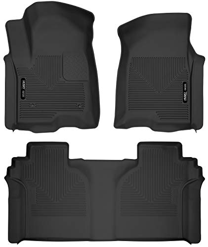 Husky Liners X-act Contour Floor Mats | Fits 2019 - 2024 Chevrolet Silverado & GMC Sierra 1500; 2020-2024 Silverado/Sierra 2500/3500HD w/Fcty Stg&Carpet | Front & 2nd Row, 3-pc Black - 54208