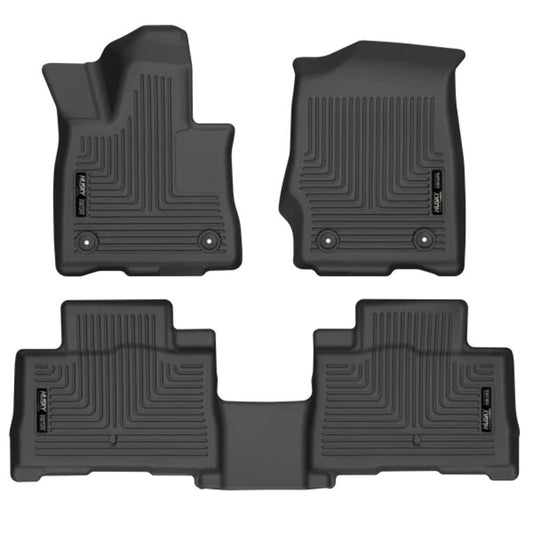 Husky Liners Weatherbeater Floor Mats | Fits 2020 - 2024 Lincoln Aviator | Front & 2nd Row, 3-pc Black - 99331