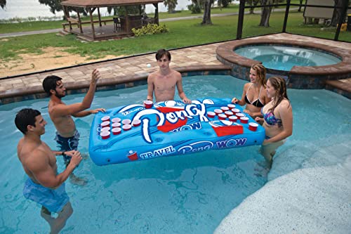 WOW Sports World of Watersports Travel Pong Inflatable Floating Table with Cup Holders, 19-2020