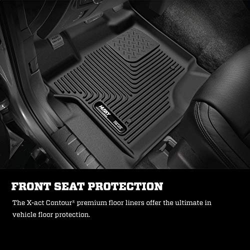 Husky Liners X-act Contour Series | Front & 2nd Seat Floor Mats, Black, 3 pc. | 53468 | Fits 2021-2022 Ford F-150 SuperCrew, (w/fold flat under seat storage box.)