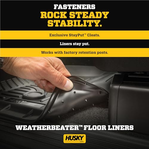 Husky Liners Weatherbeater Floor Mats | Fits 2019 - 2024 Ram 1500 (Crew Cab, Quad Cab) | Front Row, 2-pc Black - 13741