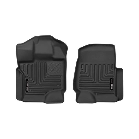 Husky Liners X-act Contour Floor Mats | Fits 2017 - 2024 Ford F250/F350 Crew/SuperCab | Front Row, 2-pc Black - 53361