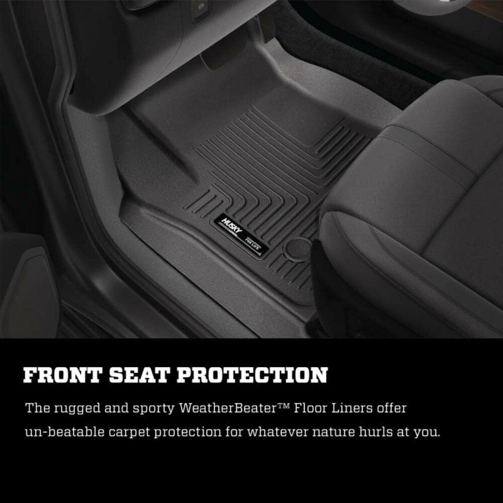 Husky Liners Weatherbeater Floor Mats | Fits 2019 - 2024 Chevrolet Silverado/GMC Sierra 1500, 2020 - 2024 Silverado/Sierra 2500HD, 3500HD (Std Cab) Front Liners | Front Row, 2-pc Black - 13201