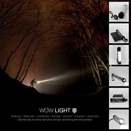 WOW World of Watersports WOW Light Medium 5 Mode Rechargeable High Lumen Multi-Function Flashlight Lantern with Power Bank Phone Charger - 19-5190