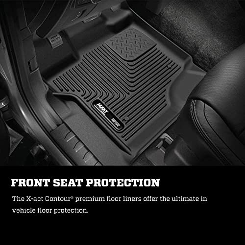 Husky Liners X-act Contour Floor Mats | Fits 2015 - 2024 Ford F-150 (Includes 2022 - 2024 Lightning Models); 2017 - 2022 Ford F-250/F-350 SuperCrew w/0 Fold Flat Storage | 2nd Row, 1-pc Black - 53491