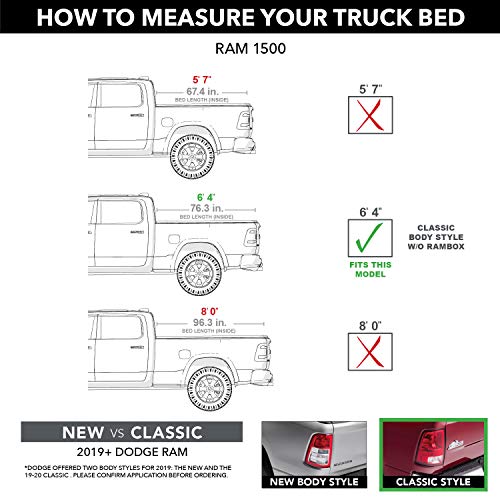 UnderCover Ultra Flex Hard Folding Truck Bed Tonneau Cover | UX32004 | Fits 2002 - 2018, 2019 - 2020 Classic Dodge Ram 1500, 2003-20 2500/3500, w/out RamBox 6' 4" Bed (76.3")