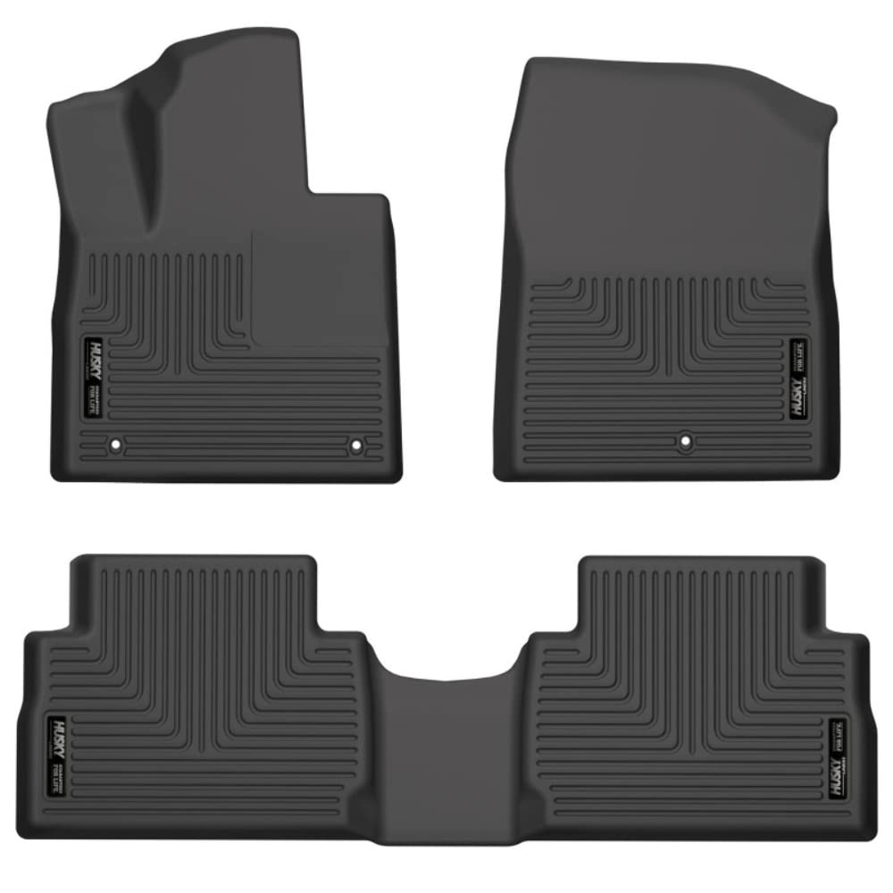 Husky Liners Weatherbeater Floor Mats | Fits 2021 - 2023 Hyundai Santa Fe | Front & 2nd Row, 3-pc Black - 95881