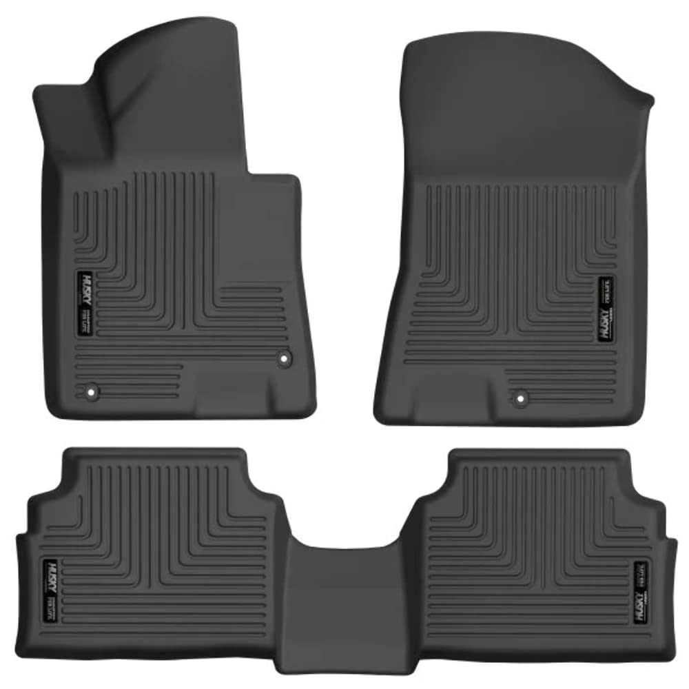 Husky Liners Weatherbeater Floor Mats | Fits 2020 - 2024 Hyundai Sonata (Excludes Hybrid); 2021 - 2024 Kia K5 Front Wheel Drive | Front & 2nd Row, 3-pc Black - 95771