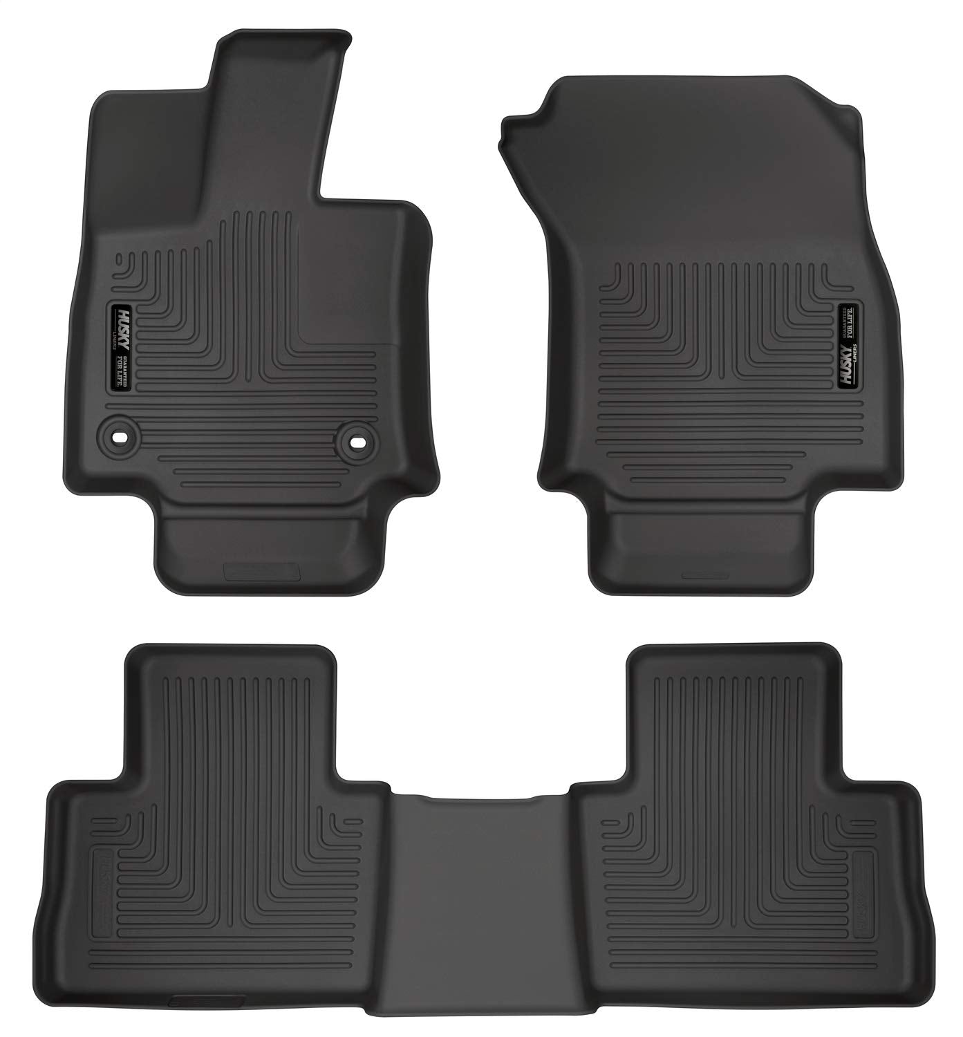 Husky Liners Weatherbeater Floor Mats | Fits 2019 - 2024 Toyota RAV4 | Front & 2nd Row, 3-pc Black - 95501