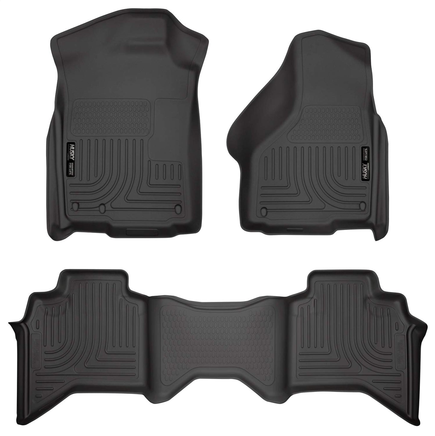 Husky Liners Weatherbeater Floor Mats | Fits 2009 - 2024 Ram 1500 (19-24 Classic Body only) Quad Cab | Front & 2nd Row, 3-pc Black - 99011