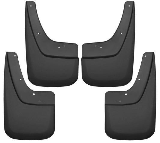 Husky Liners - Front & Rear Mud Guards | 2014 - 2018 GMC Sierra 1500, 2019 GMC Sierra 1500 Limited, 2015 - 2019 GMC Sierra 2500/3500 HD w/ Single Rear Wheels, Front & Rear Set - Black, 4 Pc | 56896