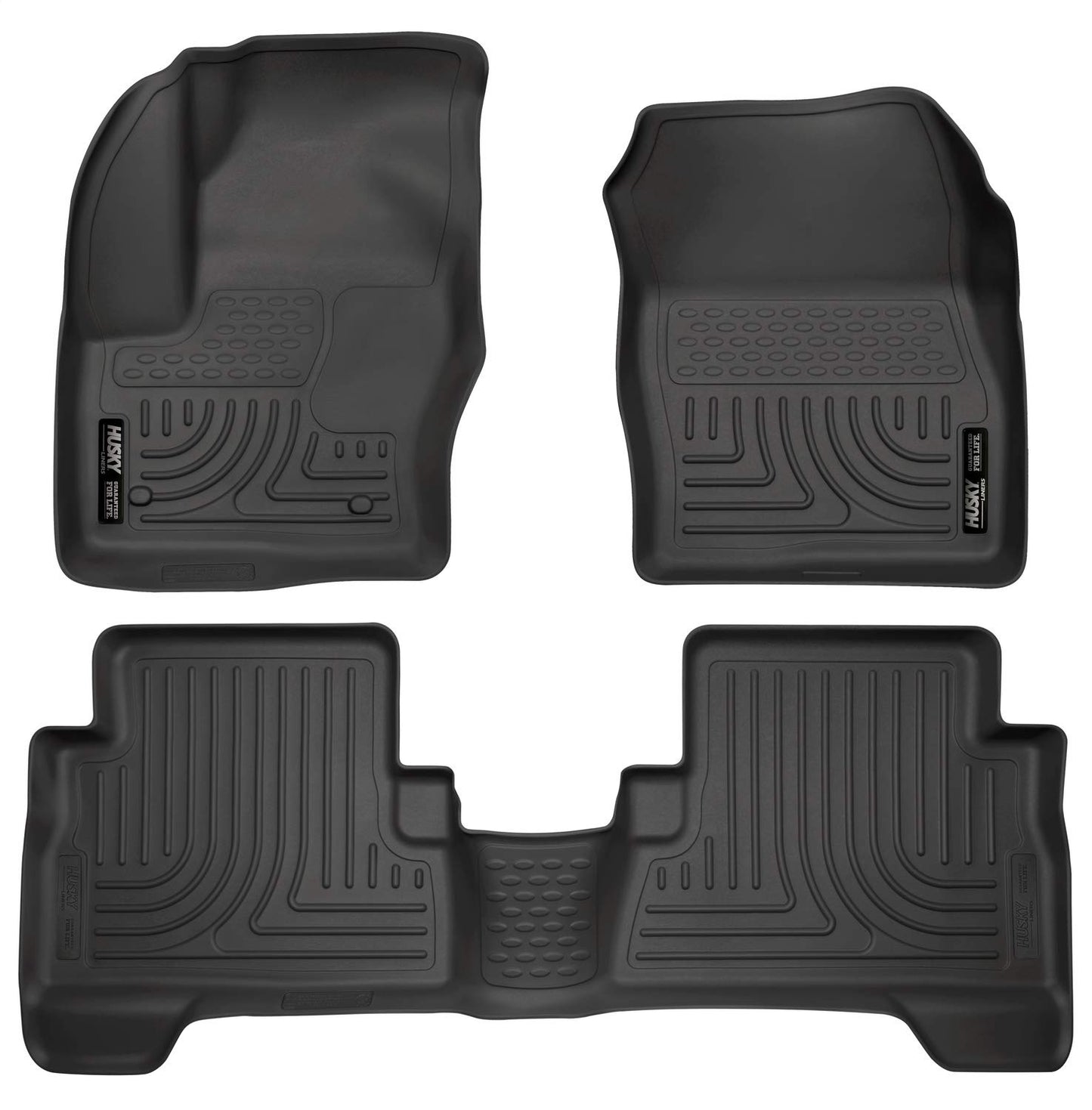 Husky Liners Weatherbeater Floor Mats | Fits 2013 - 2019 Ford Escape; 2013 - 2018 Ford C-Max | Front & 2nd Row, 3-pc Black - 99741