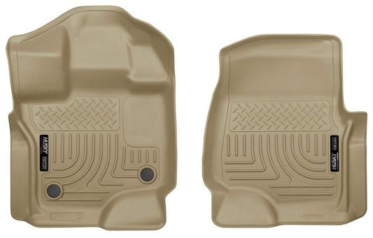 Husky Liners Weatherbeater Floor Mats | Fits 2015 - 2024 Ford F-150 SuperCrew/SuperCab (Includes 2022 - 2024 Lightning Model) | Front Row, 2-pc Tan - 18363