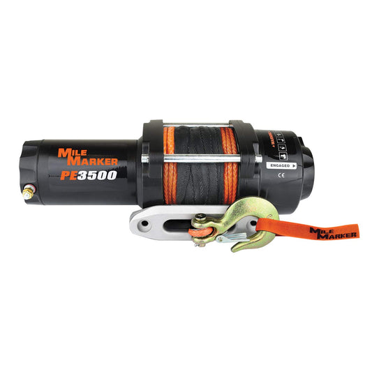 MILE MARKER PE3500 ATV/UTV/Side-by-Side Electric Winch with Synthetic Rope - 3500 lb. Capacity, Silver (77-53112BW)