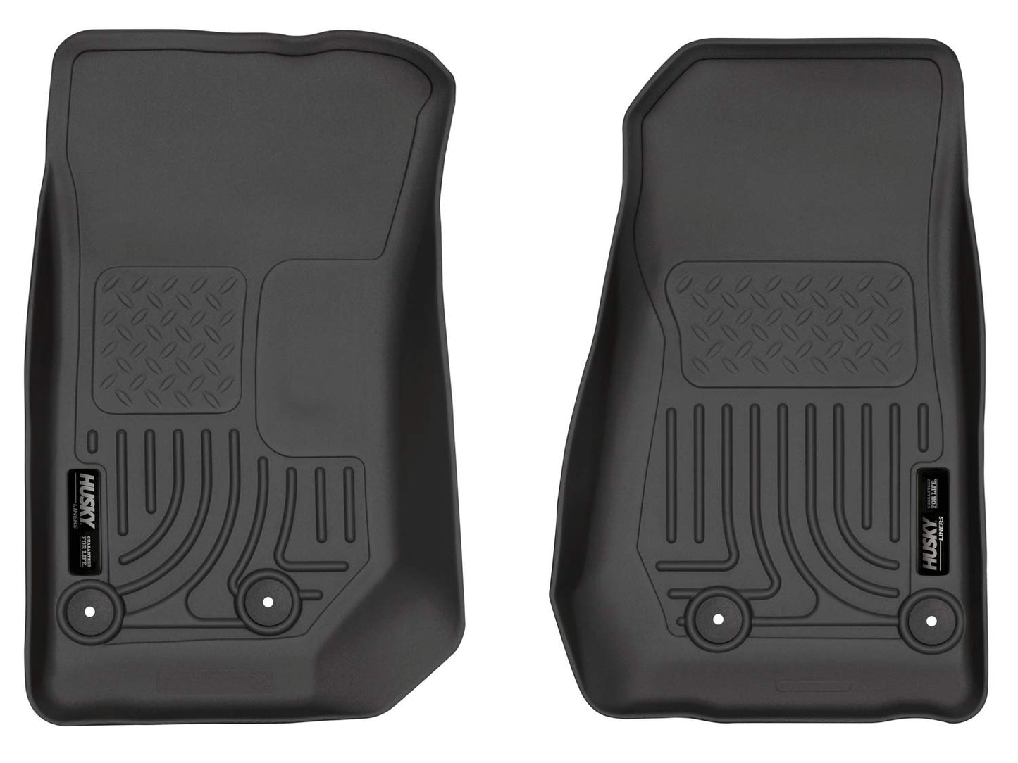 Husky Liners Weatherbeater Floor Mats | Fits 2014 - 2018 Jeep Wrangler JK | Front Row, 2-pc Black - 18041