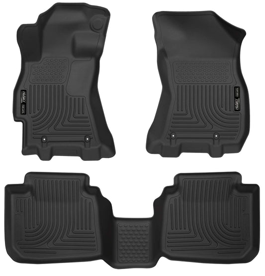 Husky Liners Weatherbeater Floor Mats | Fits 2015 - 2019 Subaru Legacy/Outback | Front & 2nd Row, 3-pc Black - 99671