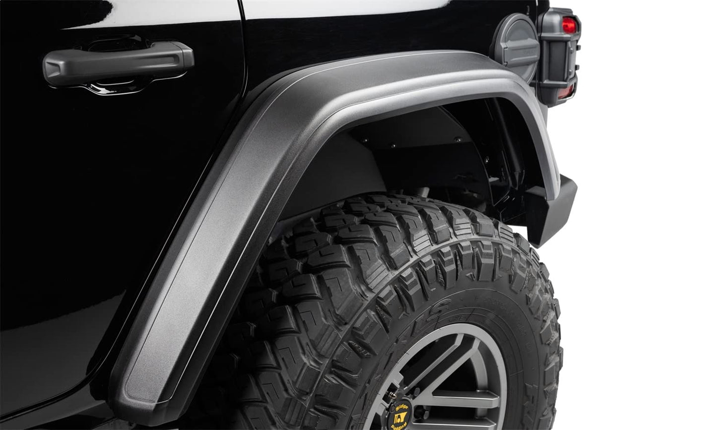 Bushwacker Hyperform Front & Rear Fender Flares | 4-Piece Set, Black, Textured Finish | 11950-07 | Fits 2018-2024 Jeep Wrangler JL Sahara/Sport/Sport S (2 & 4-Door)