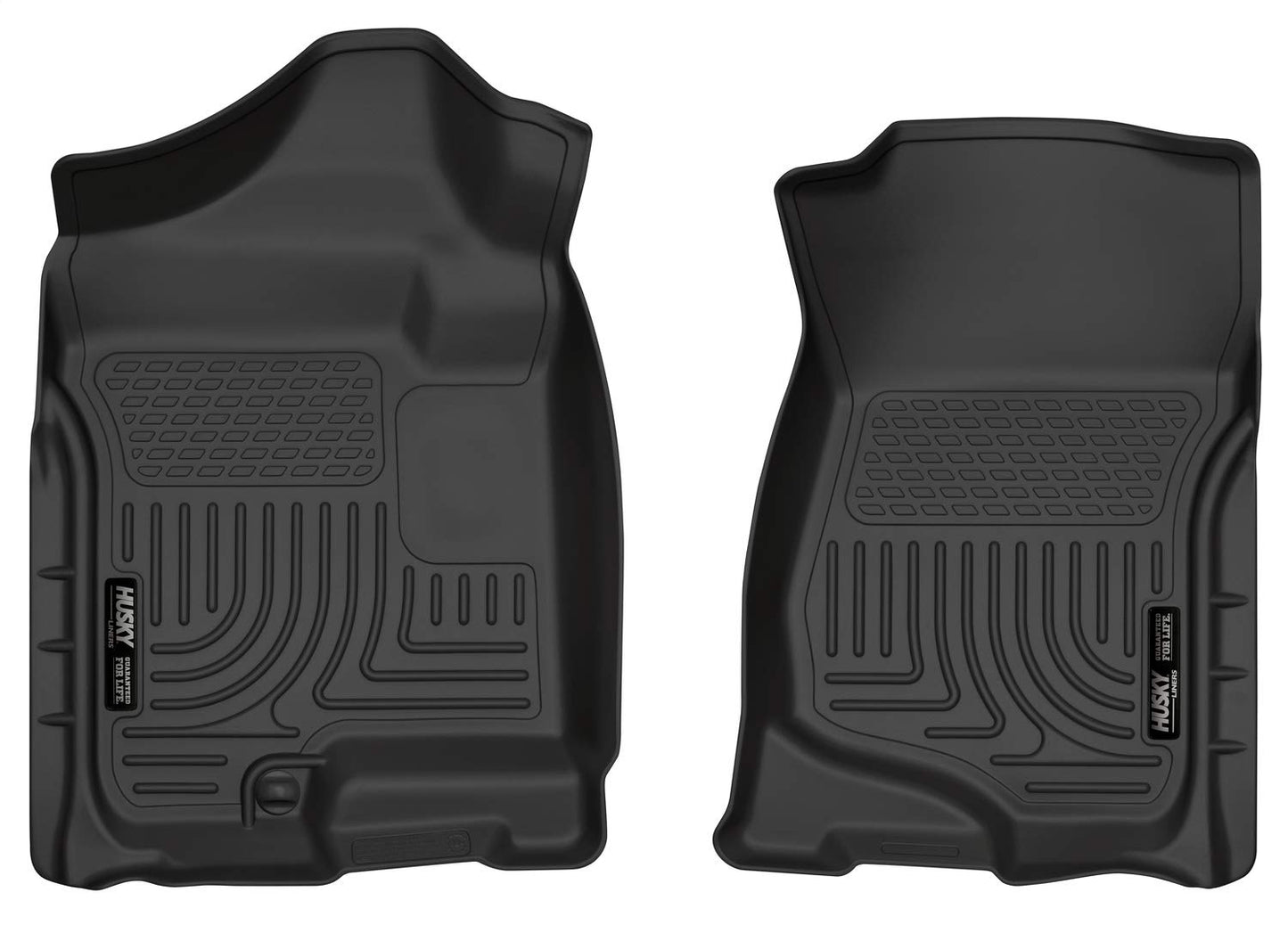 Husky Liners Weatherbeater Floor Mats | Fits 2007 - 14 Escalade, ESV, Yukon, Suburban 1500, Tahoe, Silverado 2500,3500 CC, 07-13 Silver 1500 Ext Cab | Front Row, 2-pc Black - 18201