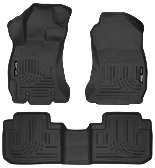 Husky Liners Weatherbeater Floor Mats | Fits 2014 - 2018 Subaru Forester | Front & 2nd Row, 3-pc Black - 99881