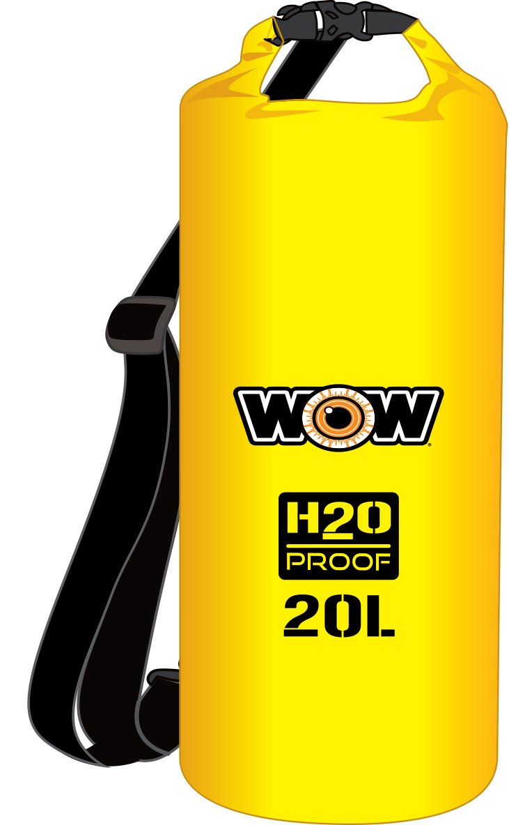 WOW Watersports 18-5080Y H2O Proof Drybag, 100% Waterproof Functional Internal Phone Pocket, 20 Liter, Yellow