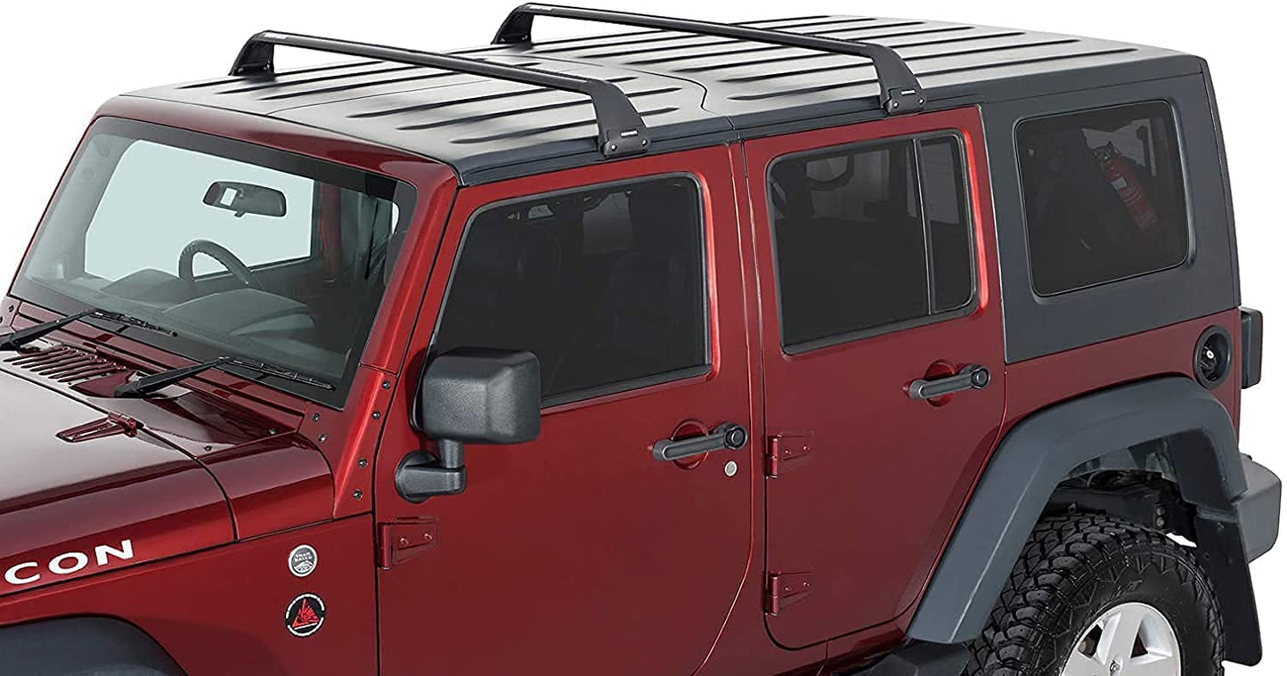 Rhino-Rack Roof Rack Compatible with Jeep Wrangler Unlimited JK JL JT Gladiator 4 Door Hard Top, Gutter Mount, Powder Coated Aluminum Vortex Bars, High Strength Glass Filled Nylon Legs, Black (SG59)