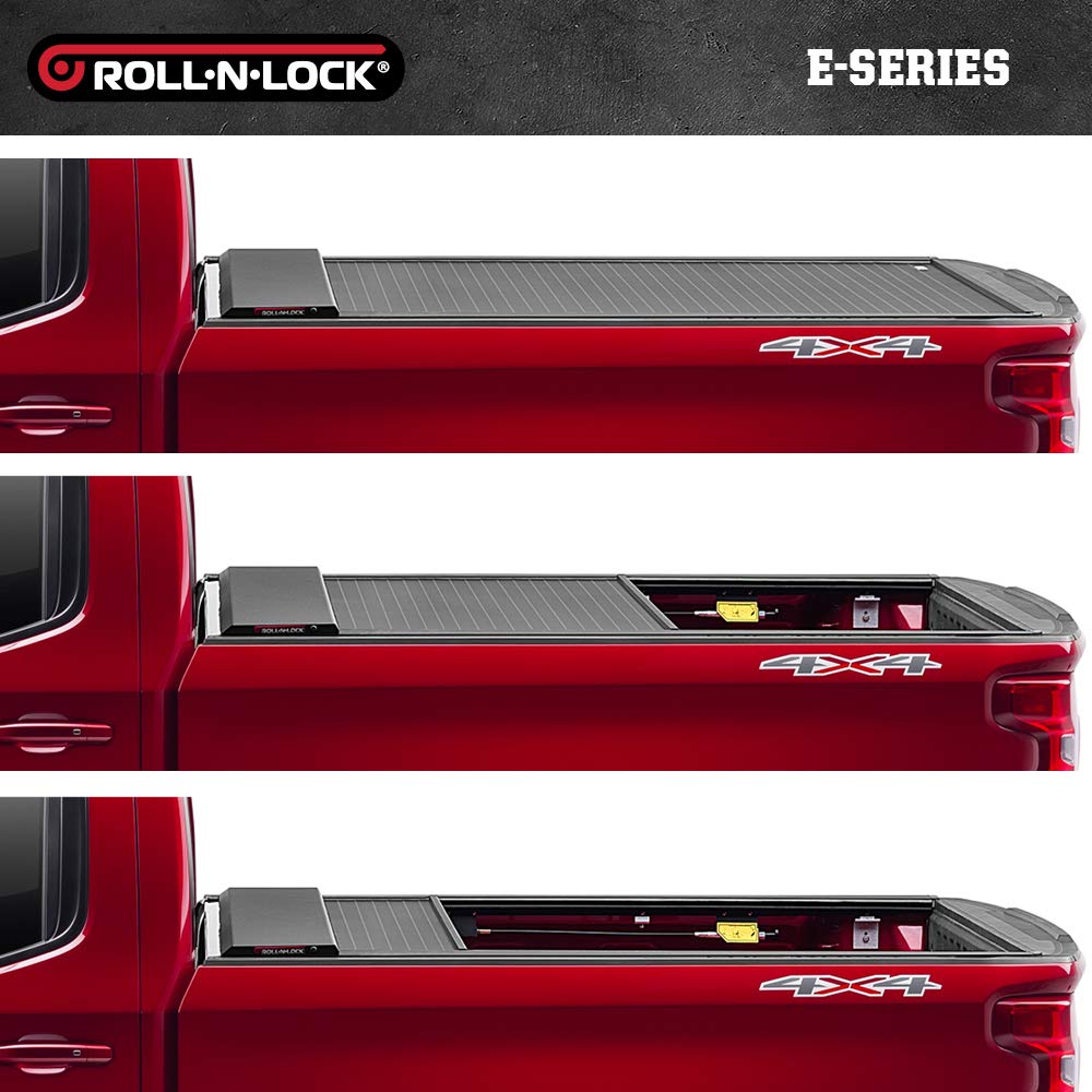 RealTruck Roll-N-Lock E-Series Retractable Truck Bed Tonneau Cover | RC223E | Fits 2019 - 2024 Chevy/GMC Silverado/Sierra, works w/ MultiPro/Flex tailgate (w/o Carbon Pro Bed) 5' 10" Bed (69.9")