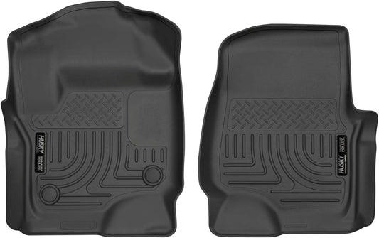 Husky Liners Weatherbeater Floor Mats | Fits 2017 - 2024 Ford F-250, F-350, F-450 Supercab/Crew Cab w/Factory Carpeting | Front Row, 2-pc Black - 13301