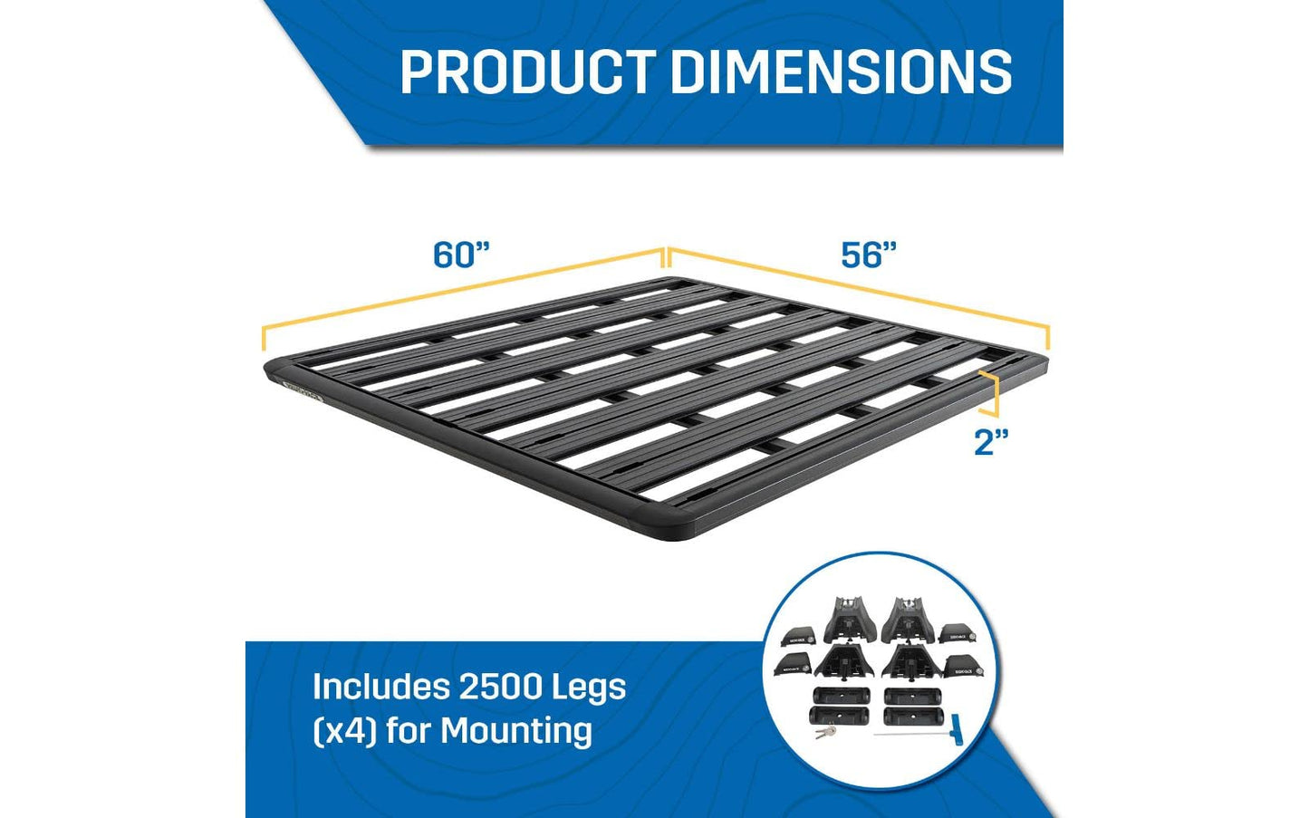 Rhino-Rack Pioneer Roof Rack Kit Compatible with 2019-2022 RAM 1500 Crew Cab & Quad Cab, Clamp-On, High Strength Alumimum, Includes Pioneer Platform, Legs, Fit Kit, Black (ROLR1)