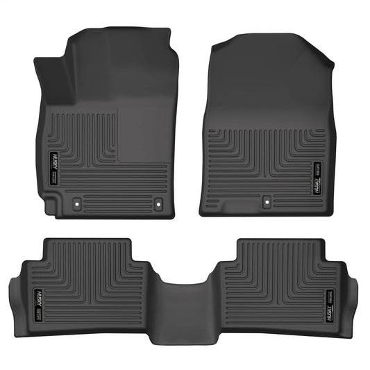 Husky Liners Weatherbeater Floor Mats | Fits 2018 - 2023 Hyundai Kona | Front & 2nd Row, 3-pc Black - 95581