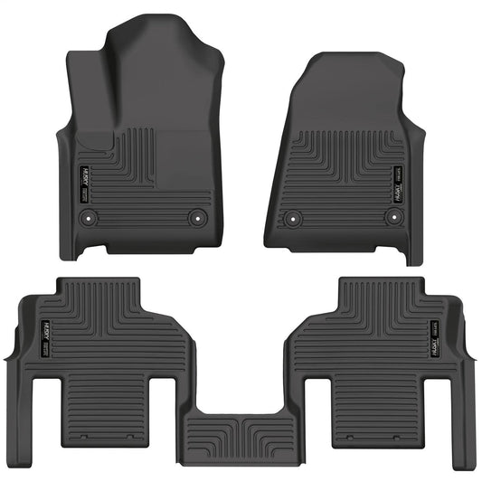 Husky Liners Weatherbeater Floor Mats | Fits 2022 - 2024 Jeep Wagoneer w/2nd Row Bucket Seats | Front & 2nd Row, 3-pc Black - 99061