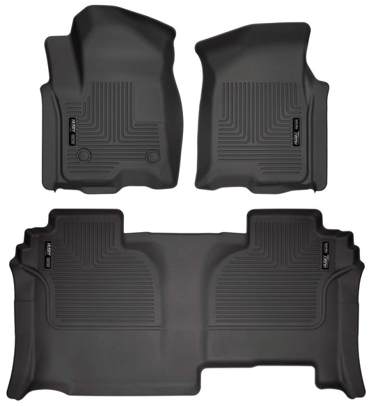 Husky Liners Weatherbeater Floor Mats | Fits 2019 - 2024 Chevrolet Silverado/GMC Sierra 1500, 22 - 24 Slv/Sra 2500,3500 - Double Cab New Body | Front & 2nd Row, 3-pc Black - 94031