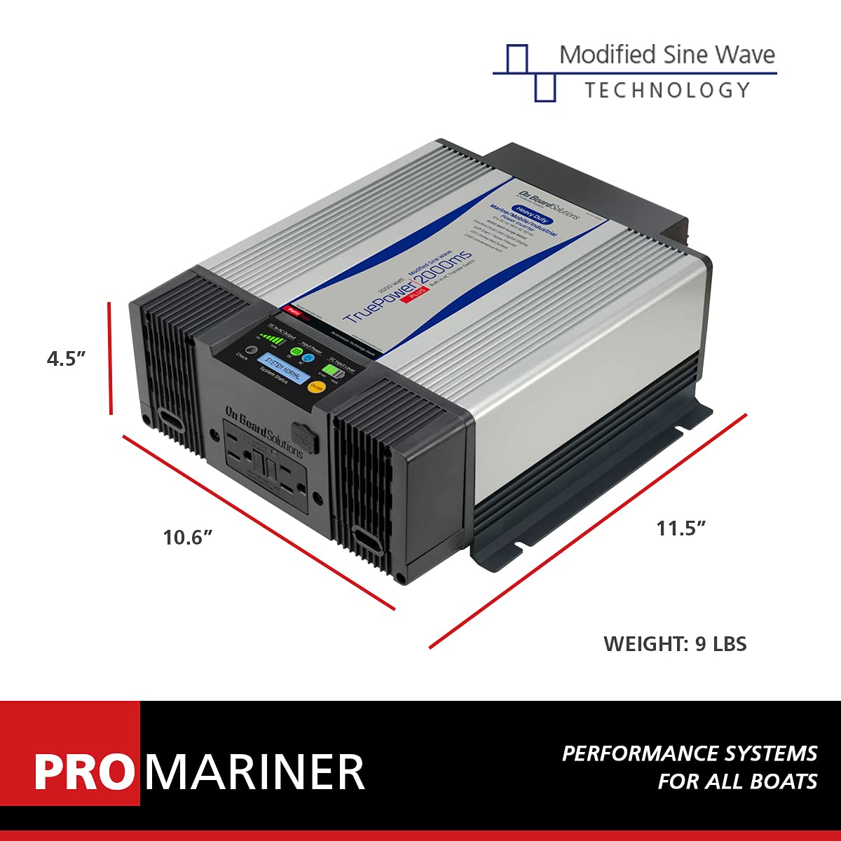 ProMariner 06200 True Power Plus Modified Sine Wave Inverter 2000W, 12V