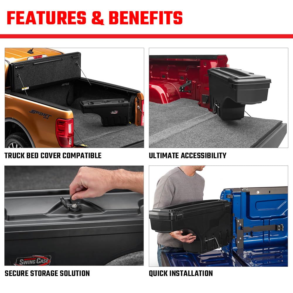 UnderCover SwingCase Truck Bed Storage Box | SC203P | Fits 2015 - 2020 Ford F-150 Passenger Side , Black