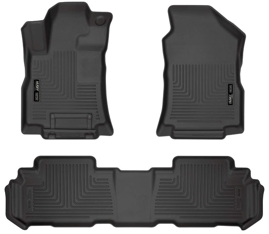 Husky Liners Weatherbeater Floor Mats | Fits 2019 - 2024 Subaru Ascent | Front & 2nd Row, 3-pc Black - 95871