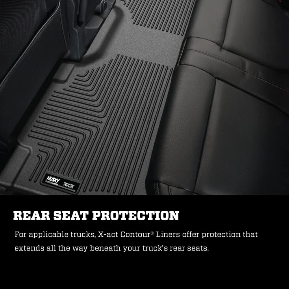 Husky Liners X-act Contour Floor Mats | Fits 2009 - 2014 Ford F-150 SuperCrew (Full Coverage) | 2nd Row, 1-pc Black - 53391