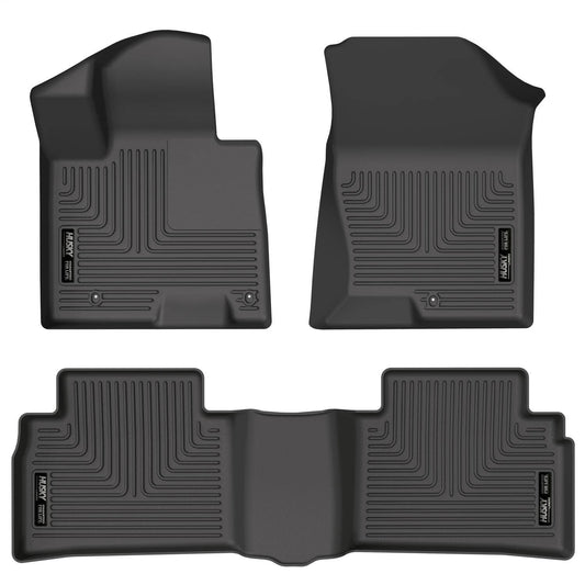 Husky Liners Weatherbeater Floor Mats | Fits 2022 - 2024 Hyundai Tucson (Excludes Hybrid Model) | Front & 2nd Row, 3-pc Black - 95781