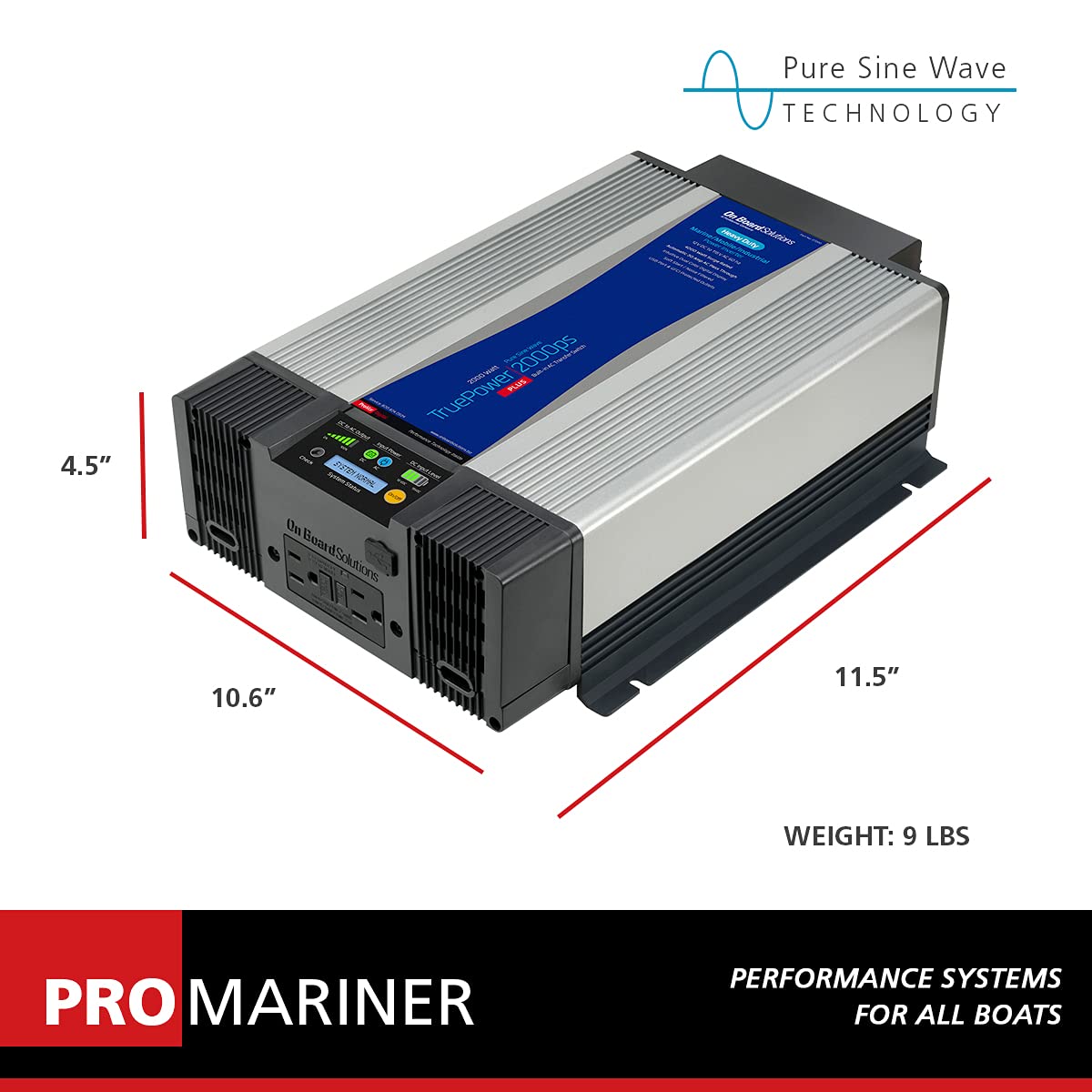 ProMariner 07200 Inverter, 2000W, 12V Pure Sine