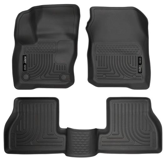 Husky Liners Weatherbeater Floor Mats | Fits 2016 - 2018 Ford Focus | Front & 2nd Row, 3-pc Black - 99771