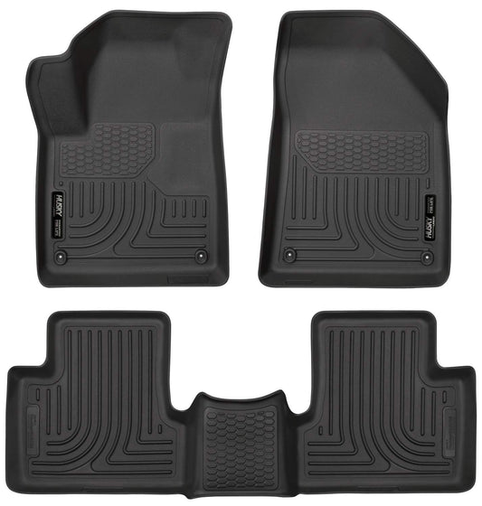 Husky Liners Weatherbeater Floor Mats | Fits 2015 - 2023 Jeep Cherokee | Front & 2nd Row, 3-pc Black - 99091